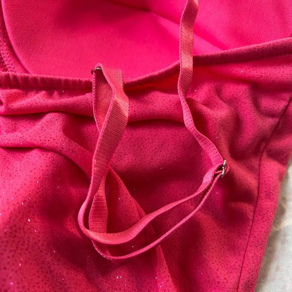 Large Glitter Pink Tank Top Sexy Juniors Padded Corset Fuchsia Womens Club wear - Picture 7 of 9